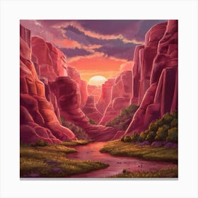 Sunset Over Canyon Canvas Print
