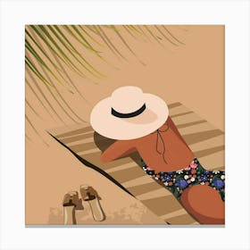 Woman Laying On The Beach Canvas Print