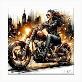 Biker Leather Babe Canvas Print