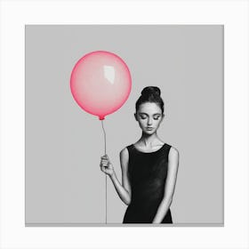 Woman with Pink Balloon Canvas Print
