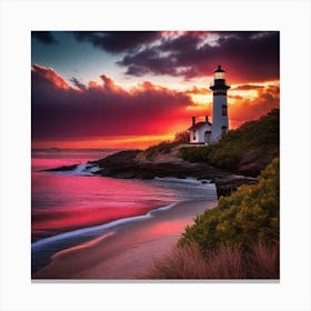 Sunset At The Lighthouse 10 Canvas Print