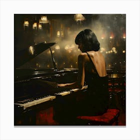 Nocturne in Velvet: The Pianist's Solitude Canvas Print