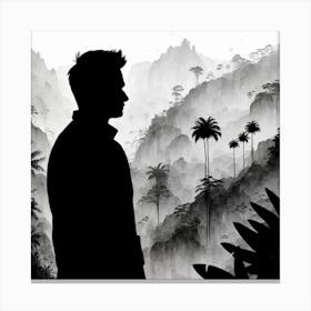 Silhouette Of A Man In The Jungle 1 Canvas Print