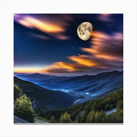 Full Moon In The Mountains Canvas Print