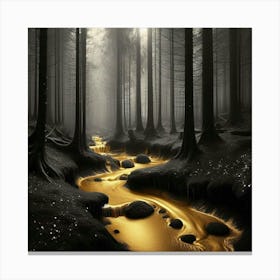 Golden Stream In The Forest Canvas Print