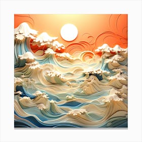 Japanese paper cut seascape Canvas Print