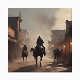 Western Town In Texas With Horses No People Sharp Focus Emitting Diodes Smoke Artillery Sparks (5) Canvas Print