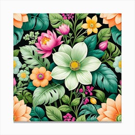 Floral Seamless Pattern Canvas Print