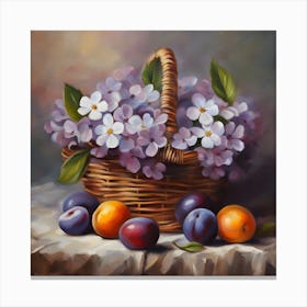 Basket Of Plums Canvas Print