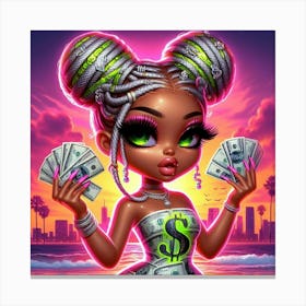 Girl With Money Canvas Print