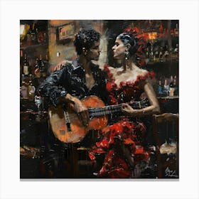 Duet in Crimson: Prelude to a Dance. Canvas Print
