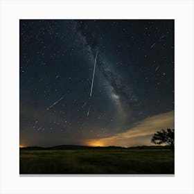 Night Sky With Shooting Stars Canvas Print