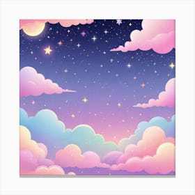 Sky With Twinkling Stars In Pastel Colors Square Composition 175 Canvas Print