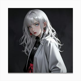 Anime Girl With White Hair Canvas Print