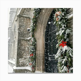 Christmas Garlands In The Snow Canvas Print