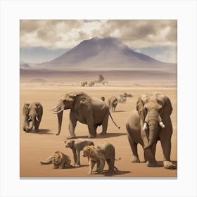 Elephants In kinia Canvas Print
