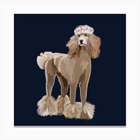 Poodle With Flower Crown Canvas Print