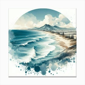 Beach Landscape Painting Canvas Print