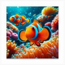 Clownfish And Anemones Canvas Print