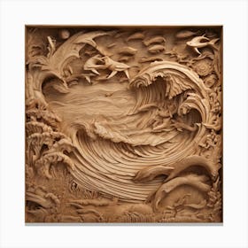 255233 Wooden Sculpture Of A Seascape, With Waves, Boats, Xl 1024 V1 0 Canvas Print