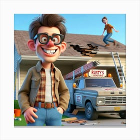 Man Standing In Front Of A House 2 Canvas Print