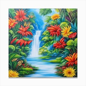 Waterfall In The Jungle 14 Canvas Print