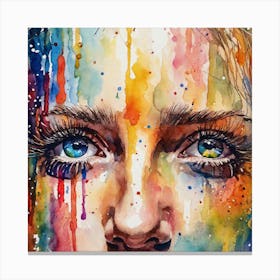 Watercolor Of A Woman'S Face 4 Canvas Print