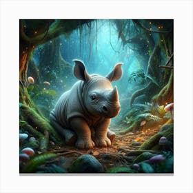 Rhino In The Forest 1 Canvas Print