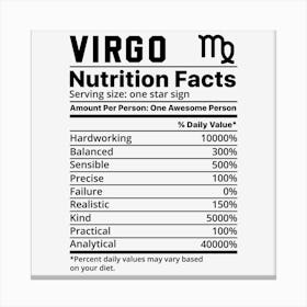 Virgo Nutrition Facts Canvas Print