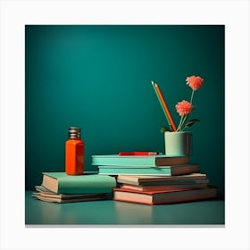 Books And Flowers Canvas Print
