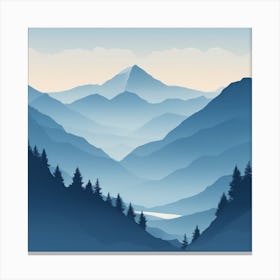 Misty mountains background in blue tone 25 Canvas Print