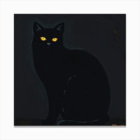 Black Cat With Yellow Eyes Canvas Print