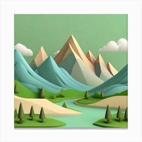 Firefly An Illustration Of A Beautiful Majestic Cinematic Tranquil Mountain Landscape In Neutral Col (20) Canvas Print