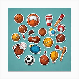 Sticker Everyday Objects Illustrate Common Everyday Used Sports Objects With Cute And Funny Style 761714560 Canvas Print