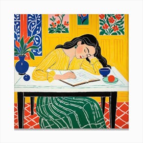 Woman Reading A Book 8 Canvas Print