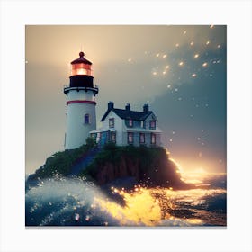 Lighthouse In The Sea Canvas Print