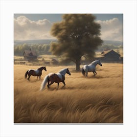 Horses In The Field 22 Canvas Print