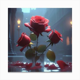 Roses In The Rain 1 Canvas Print