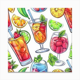 Seamless Pattern With Drinks 2 Canvas Print
