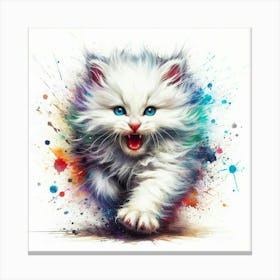 White Cat With Blue Eyes 14 Canvas Print