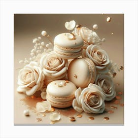 Macarons And Roses Canvas Print