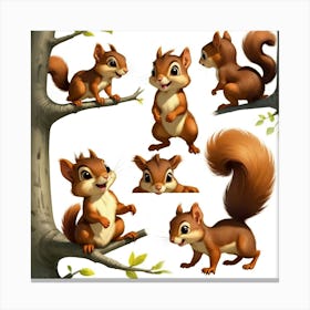 Squirrels In The Tree Canvas Print