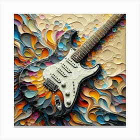 Guitar On Paper Canvas Print