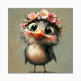 Cute Bird With Flowers Lienzos