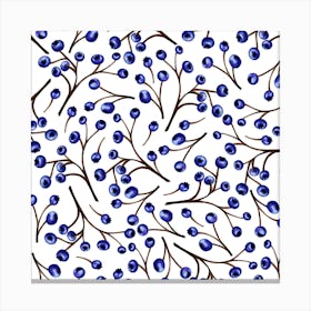 Seamless Pattern from Blueberries on White Canvas Print