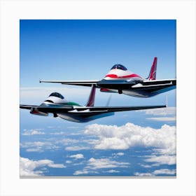 Two Fighter Jets Flying In The Sky Canvas Print