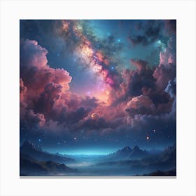Night Sky With Clouds,wall art Canvas Print