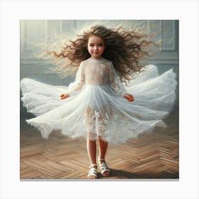 Little Girl In White Dress 2 Canvas Print