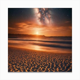 Sandy Beach at Sunset Canvas Print