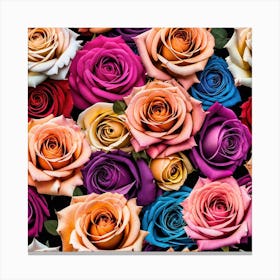 Colorful Roses Seamless Pattern 6 Canvas Print